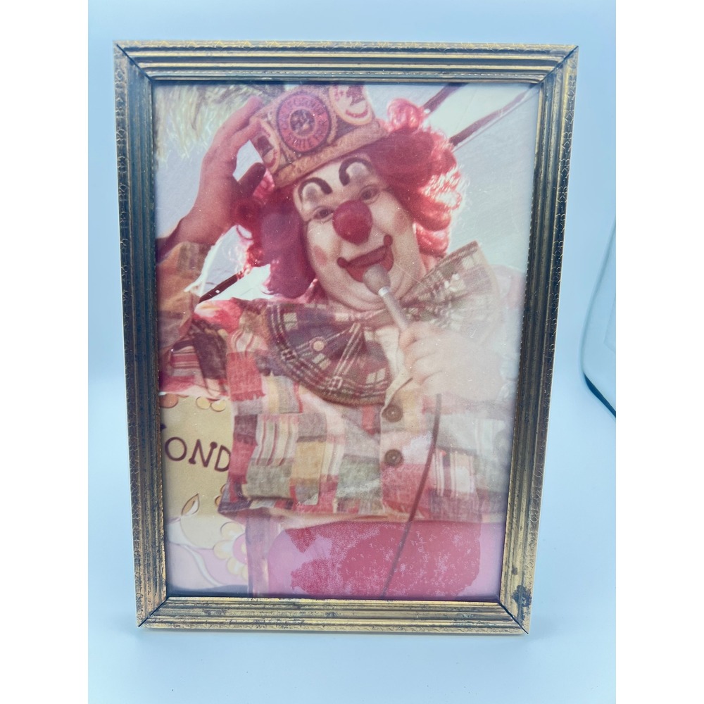Vintage California State Fair Clown Photo Gold Ornate Metal Frame 5x7 Portrait